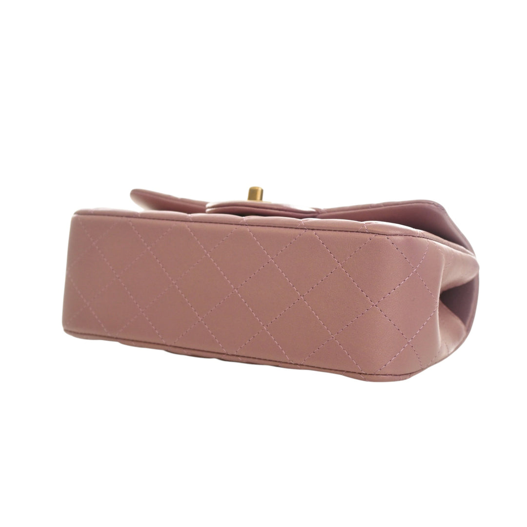 Classic Rectangulaire à rabat Mini Cuir d'agneau Rose