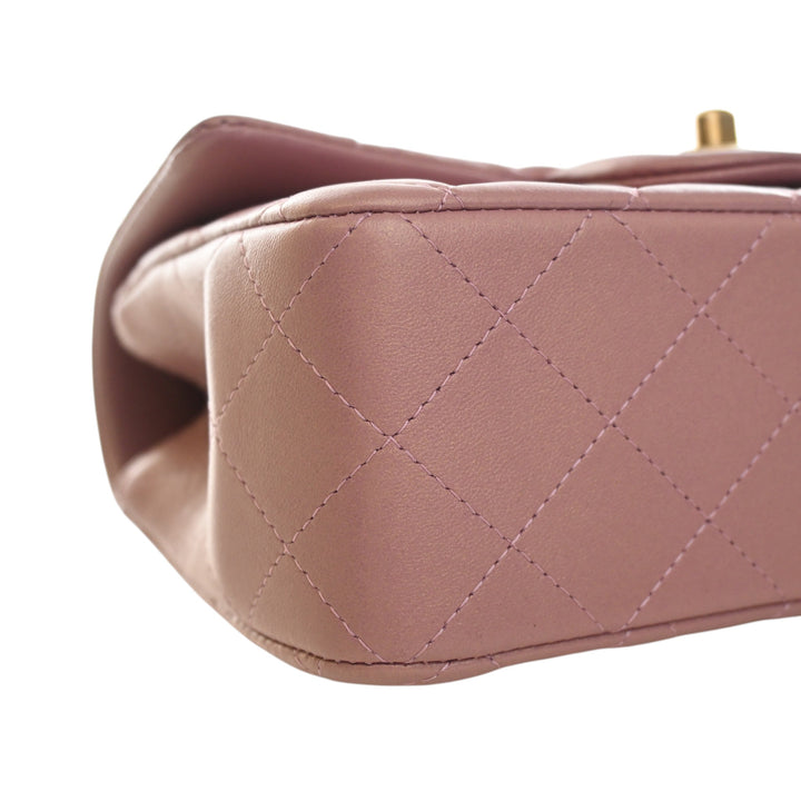 Classic Rectangulaire à rabat Mini Cuir d'agneau Rose
