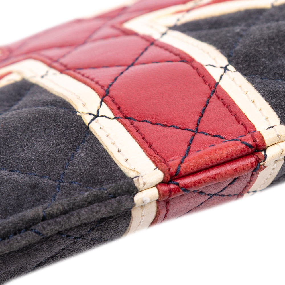 Quilted Suede Union Jack Shoulder Bag Blue - Gaby Paris