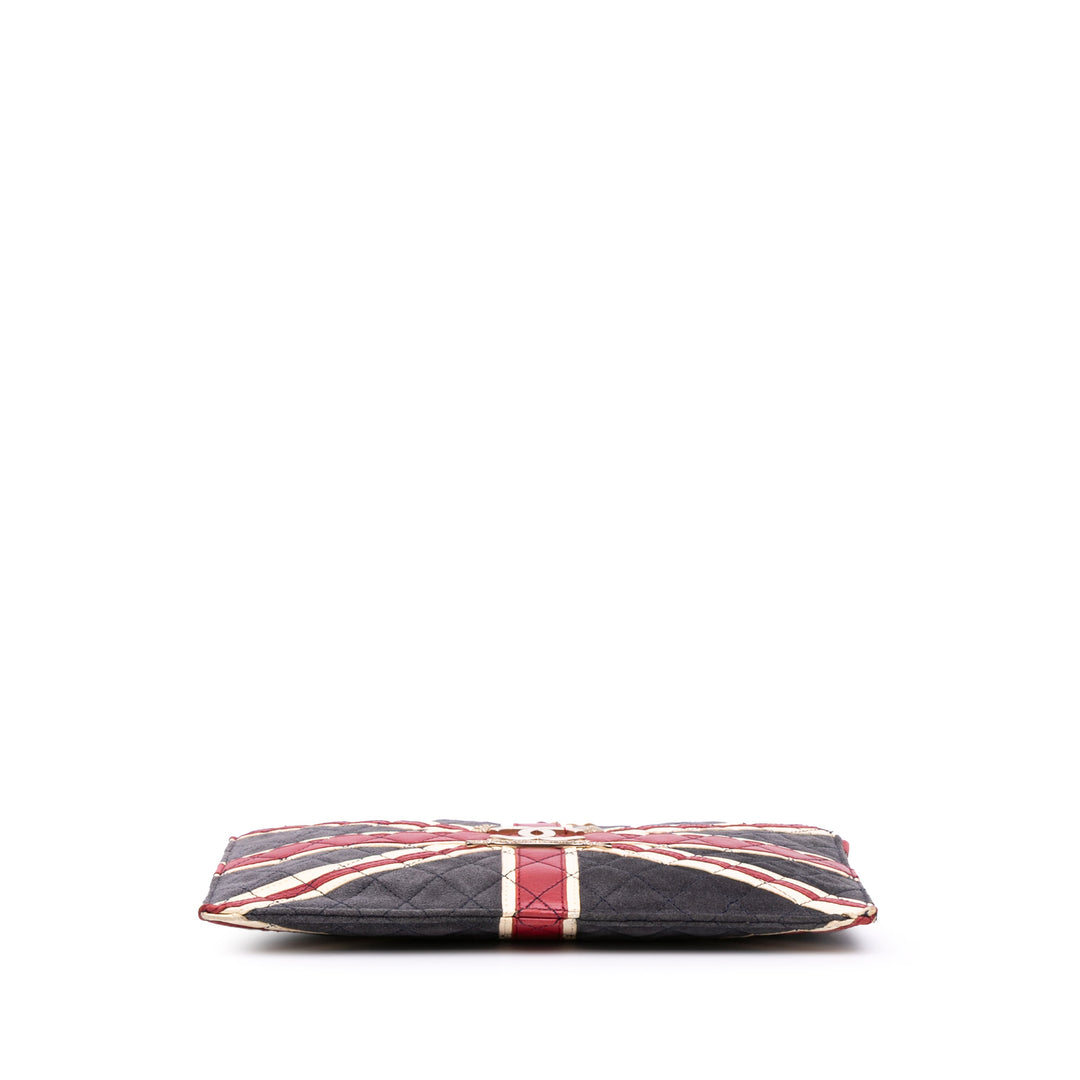 Quilted Suede Union Jack Shoulder Bag Blue - Gaby Paris