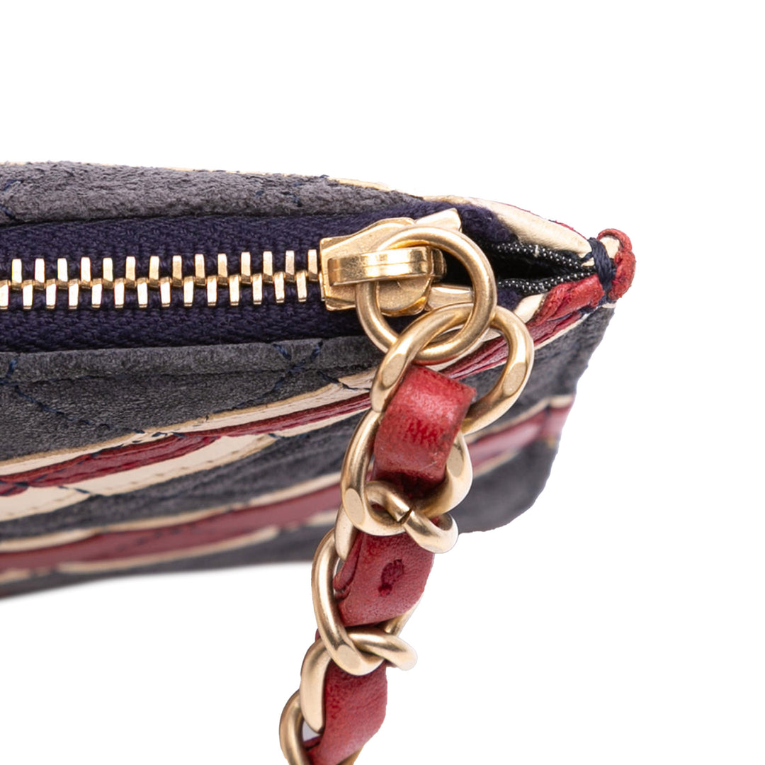 Quilted Suede Union Jack Shoulder Bag Blue - Gaby Paris