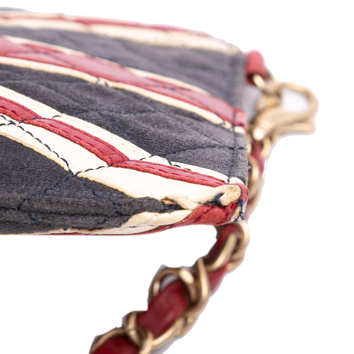 Quilted Suede Union Jack Shoulder Bag Blue - Gaby Paris