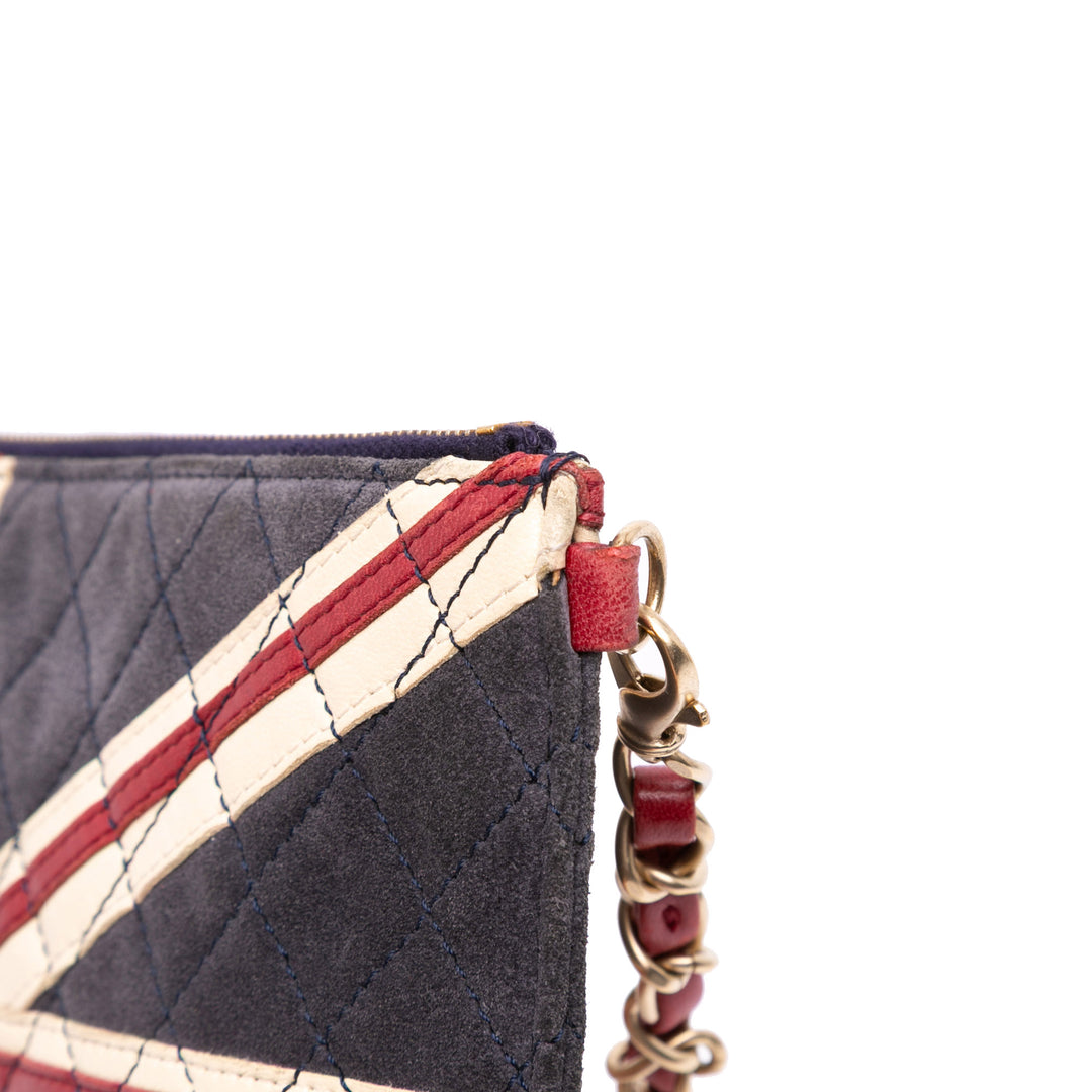 Quilted Suede Union Jack Shoulder Bag Blue - Gaby Paris