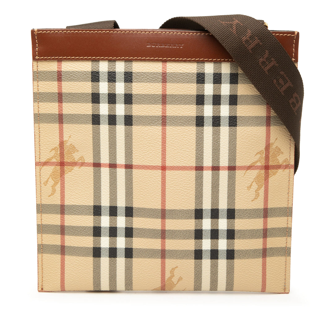 Burberry Sac bandoulière Haymarket Check Toile enduite Beige – vue principale – GABY PARIS
