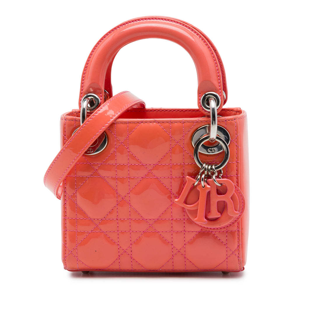 Dior Sac à main Lady Dior Cannage Micro Orange – vue principale – GABY PARIS