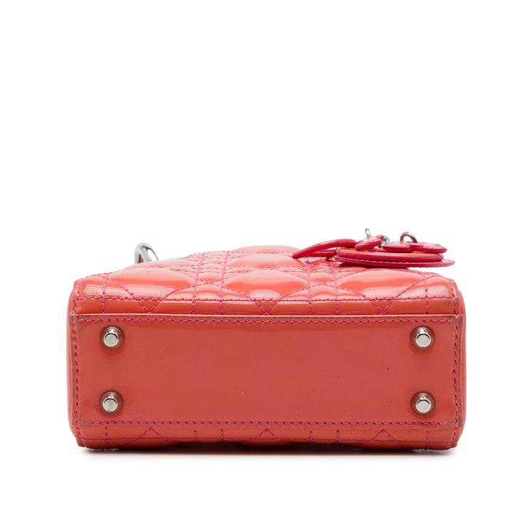 Dior Sac à main Lady Dior Cannage Micro Orange – vue 3 – GABY PARIS