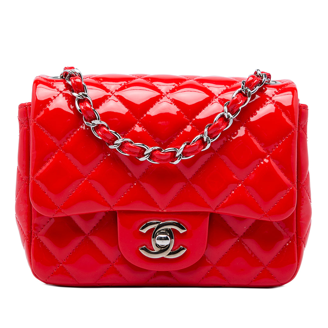 Chanel Classic Carré Rabat simple Mini Rouge – vue principale – GABY PARIS