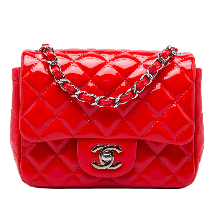 Chanel Classic Carré Rabat simple Mini Rouge – vue principale – GABY PARIS