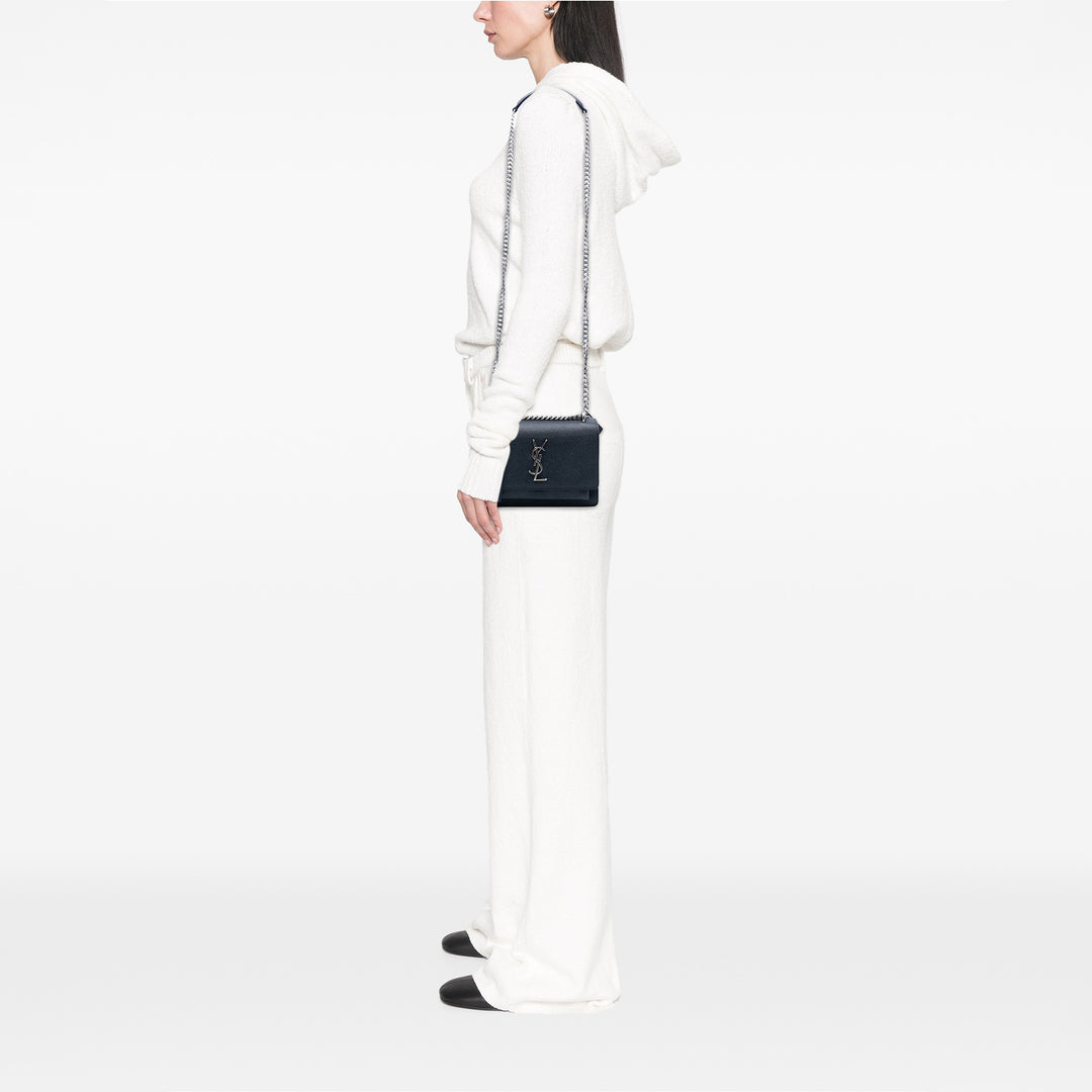 Saint Laurent Small Cuir de veau grainé Monogram Sunset Sac porté croisé