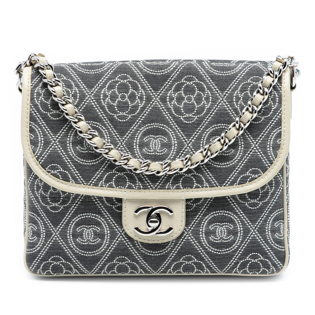 Chanel Camellia Imprimé Double Side à rabat Toile
