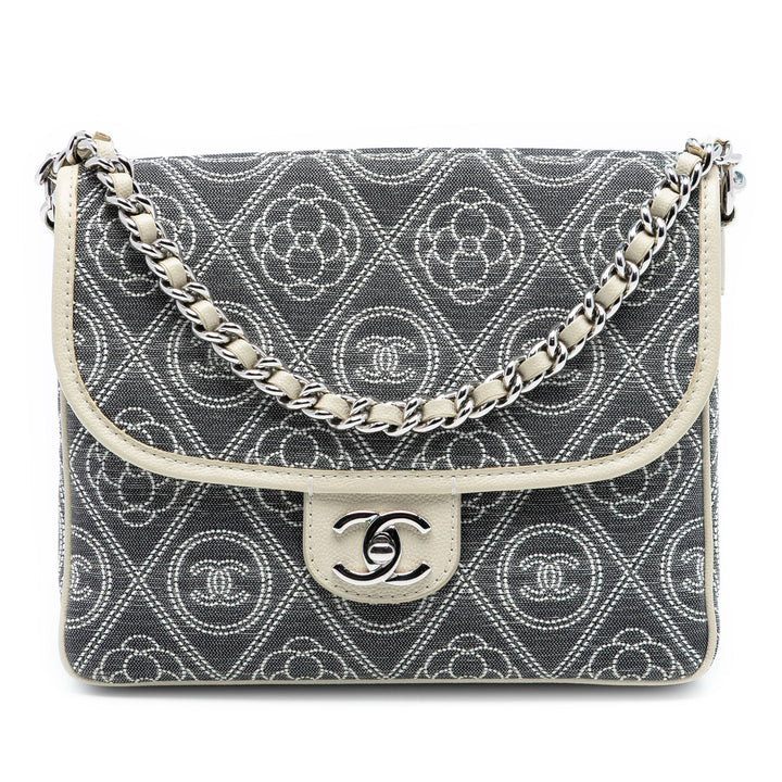 Chanel Camellia Imprimé Double Side à rabat Toile