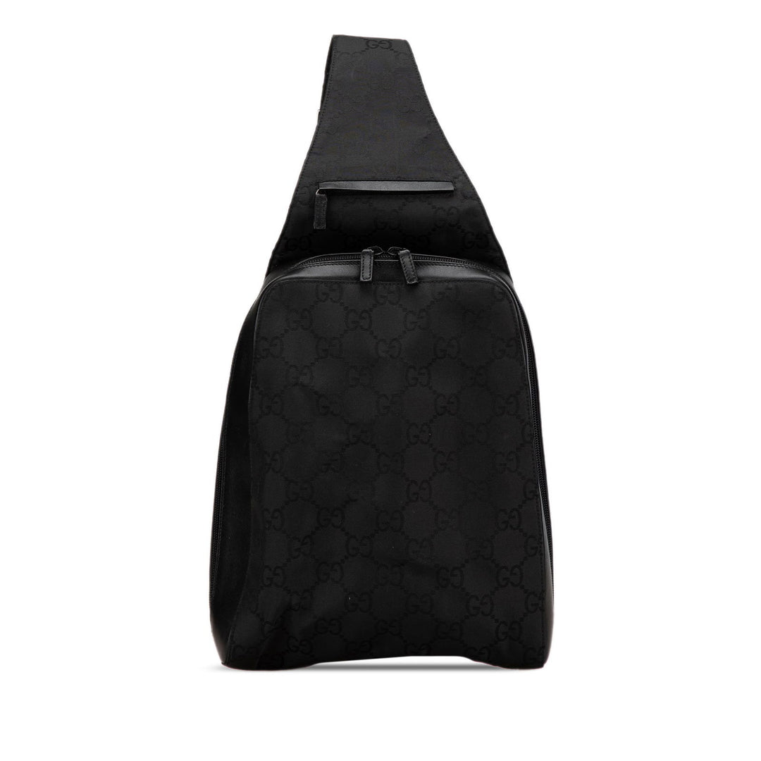 Gucci GG Nylon Sling Backpack Black - GABY PARIS