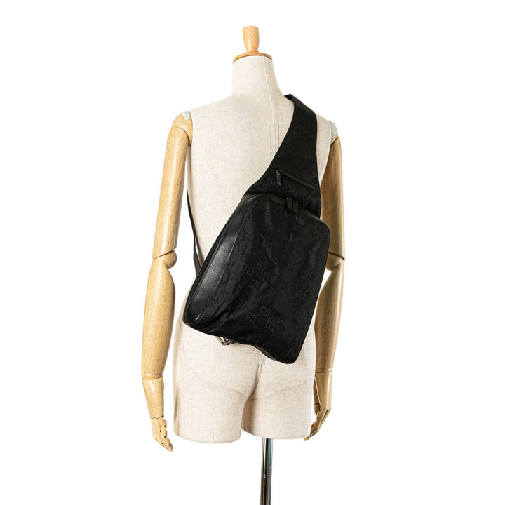 Gucci GG Nylon Sling Backpack Black - GABY PARIS