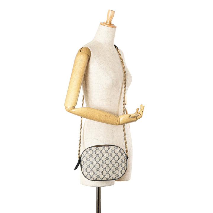Gucci GG Supreme Chain Crossbody Brown - GABY PARIS