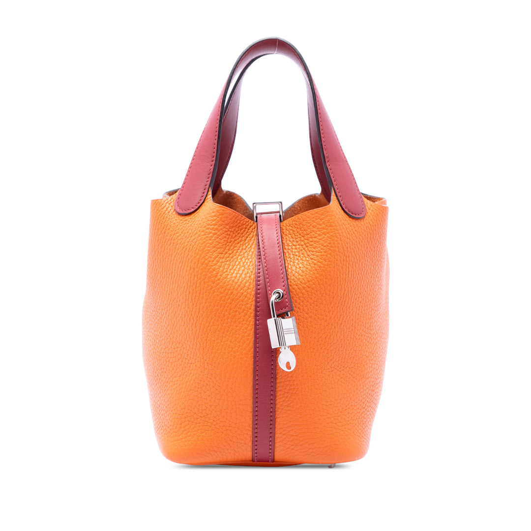 Hermès Bicolore et Picotin Lock 18 Clémence Orange – vue principale – GABY PARIS