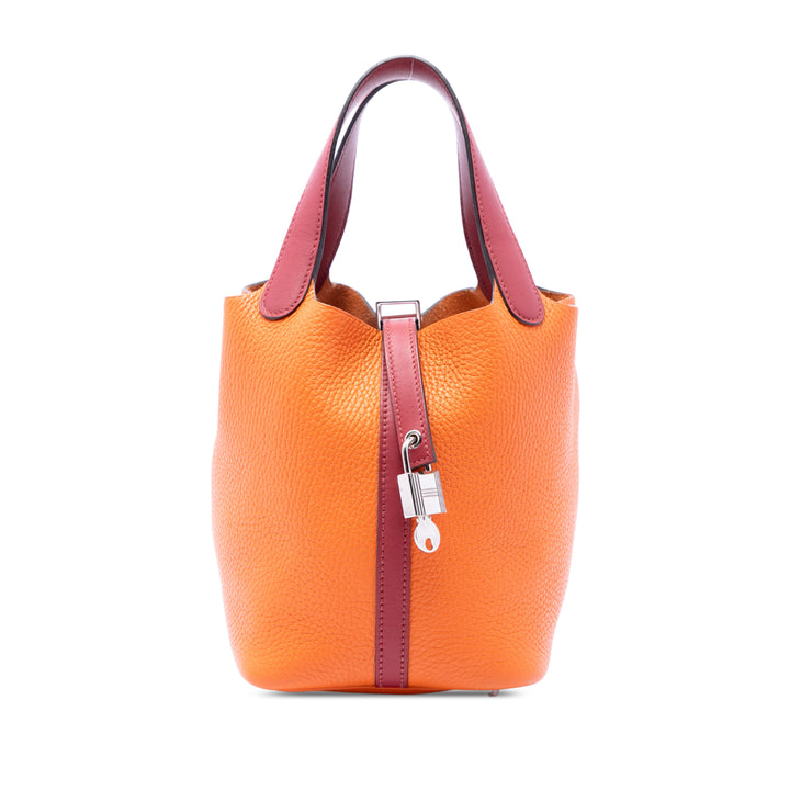 Hermès Bicolore et Picotin Lock 18 Clémence Orange – vue principale – GABY PARIS
