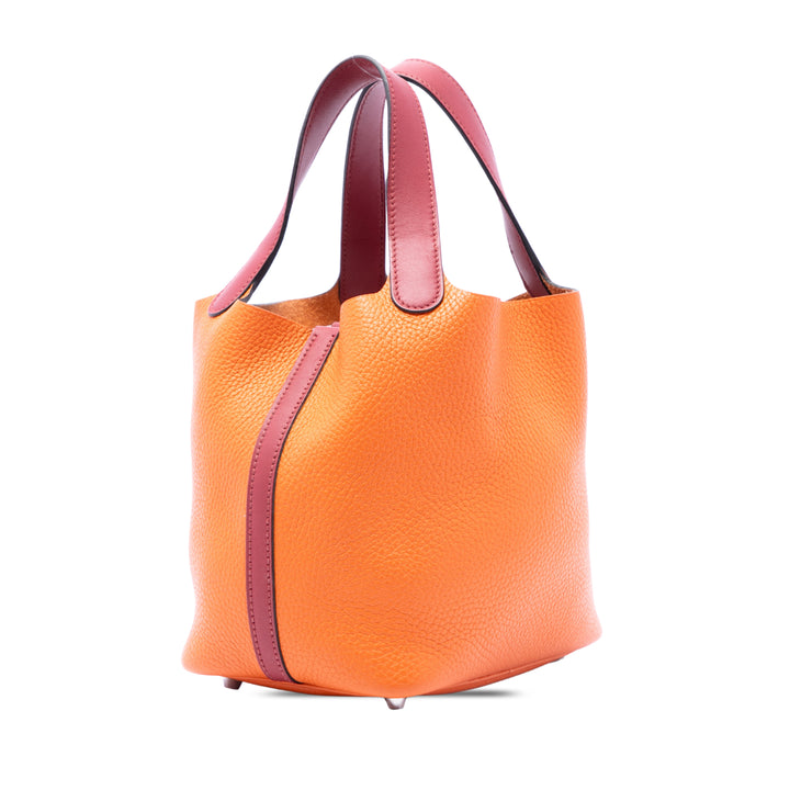 Hermès Bicolore et Picotin Lock 18 Clémence Orange – vue 2 – GABY PARIS