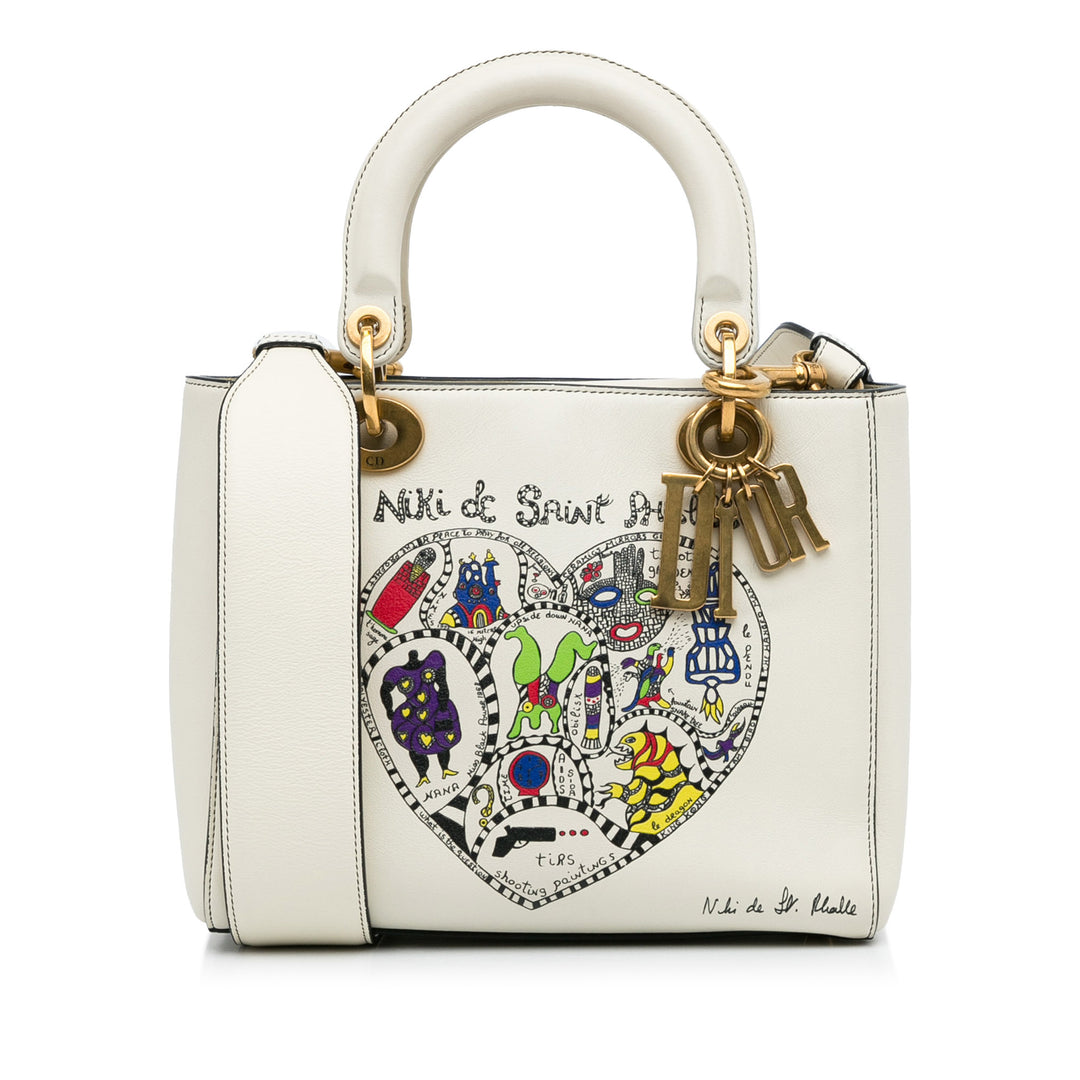 Niki De Saint Phalle Medium Calfskin Lady Dior White - Gaby Paris