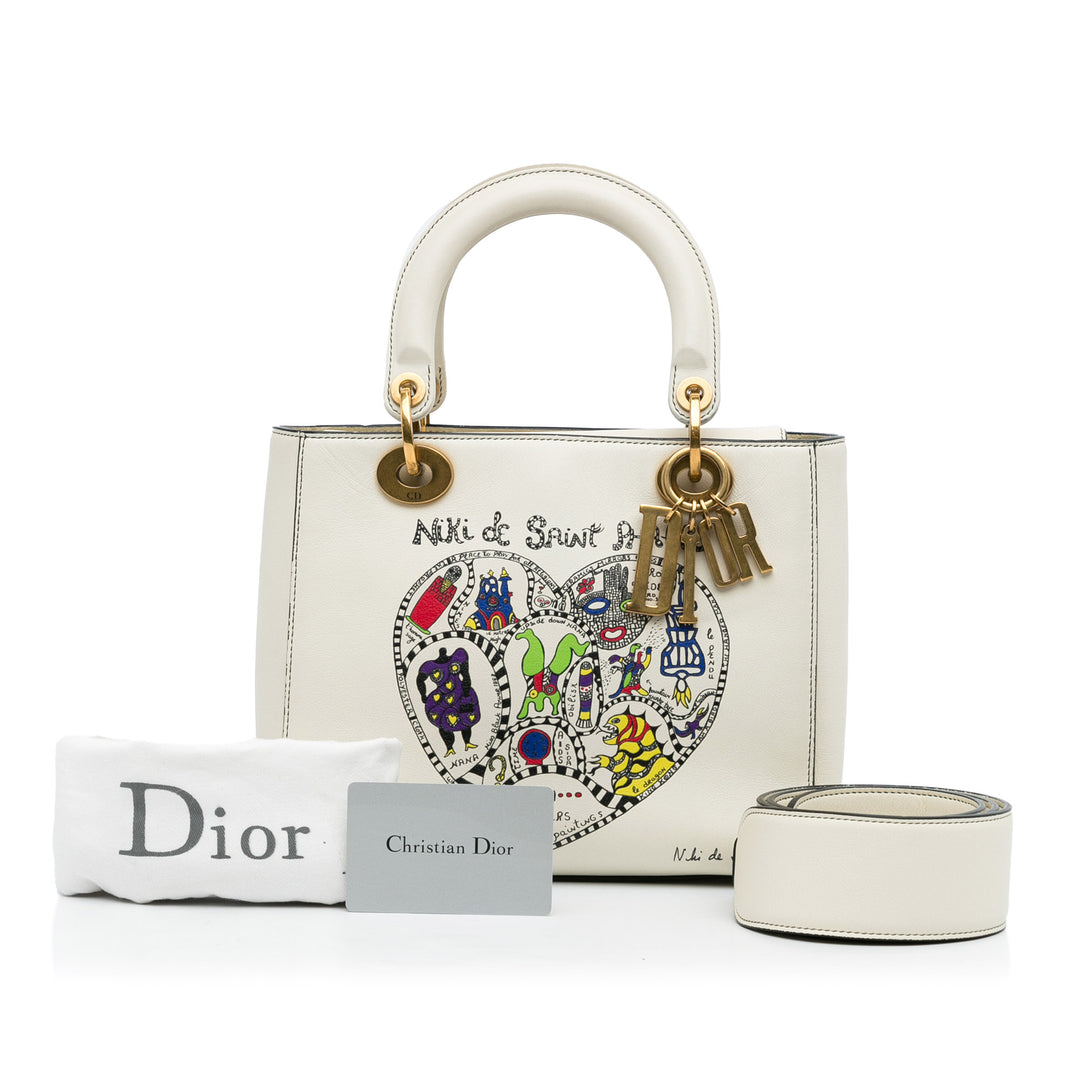 Niki De Saint Phalle Medium Calfskin Lady Dior White - Gaby Paris