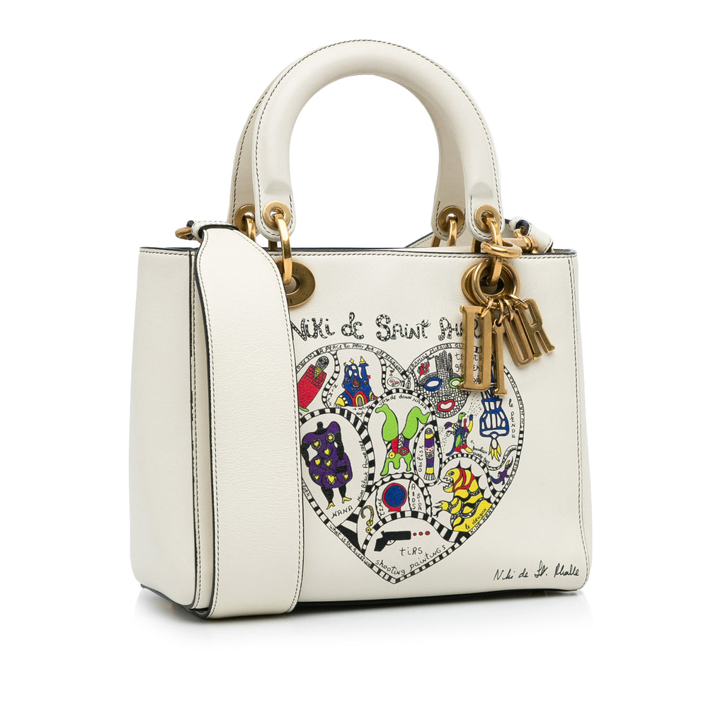 Niki De Saint Phalle Medium Calfskin Lady Dior White - Gaby Paris