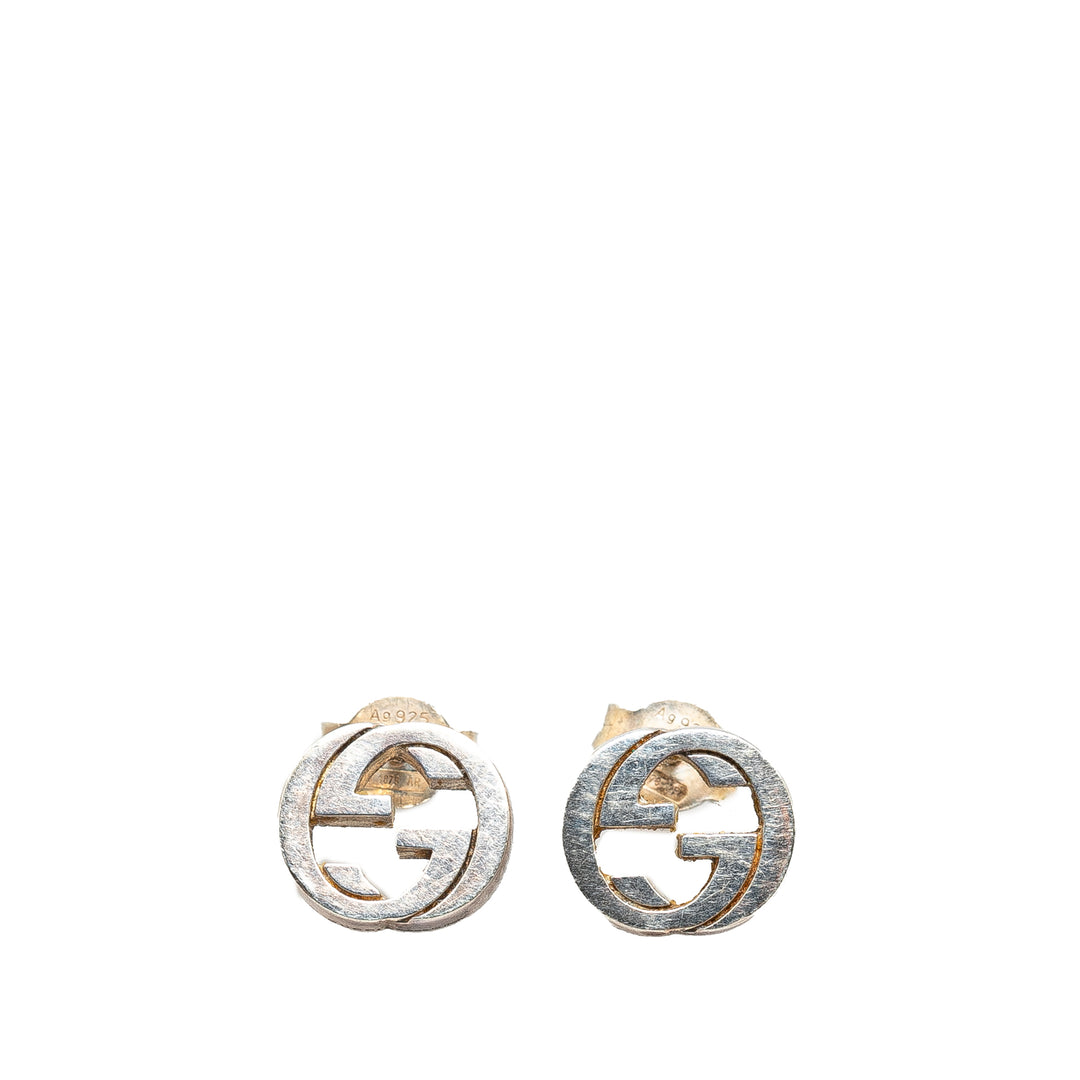 Sterling Silver Interlocking G Push Back Earrings Silver - Gaby Paris