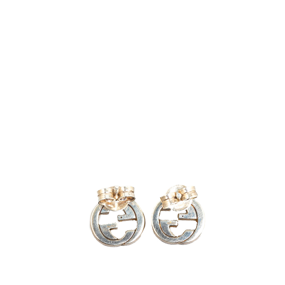 Sterling Silver Interlocking G Push Back Earrings Silver - Gaby Paris