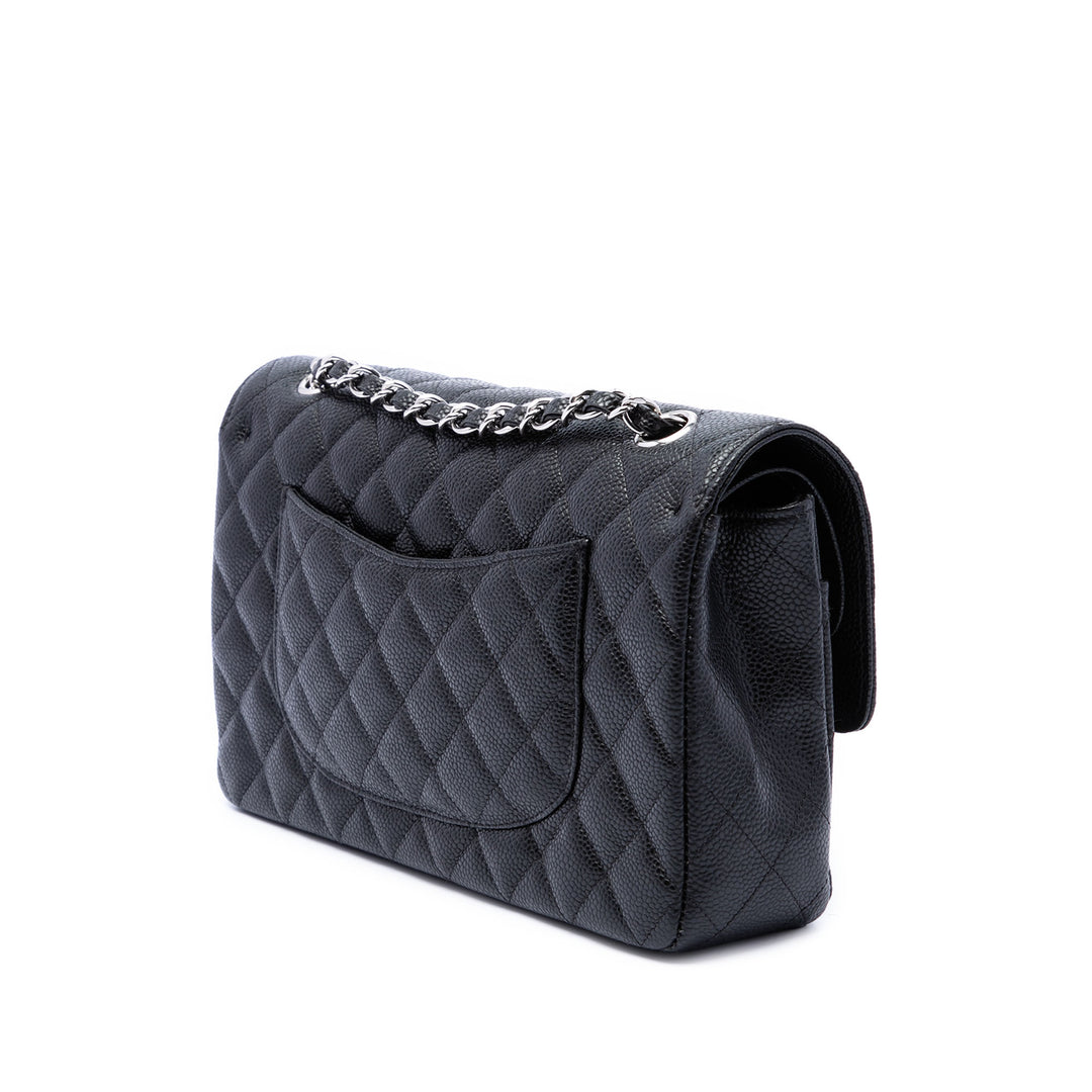 Classic Double rabat Moyen Cuir caviar Noir