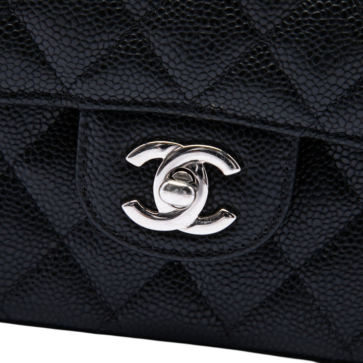 Classic Double rabat Moyen Cuir caviar Noir