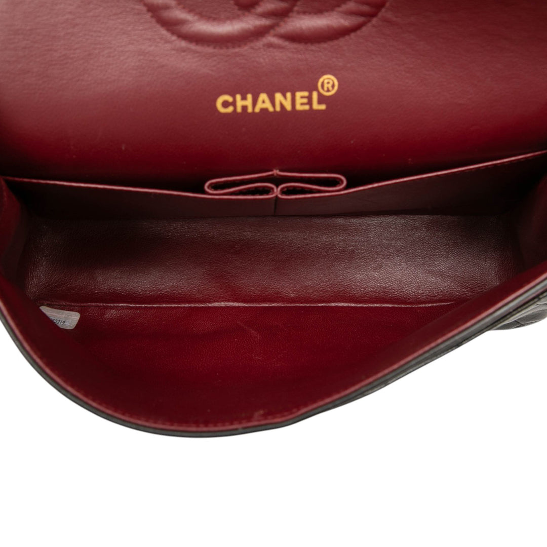 Classic Double rabat Moyen Cuir d'agneau Noir