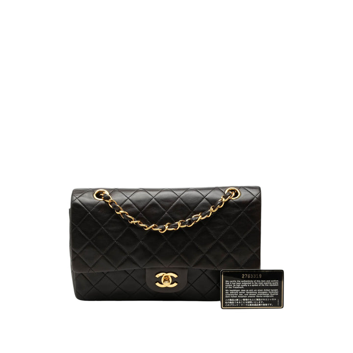 Classic Double rabat Moyen Cuir d'agneau Noir