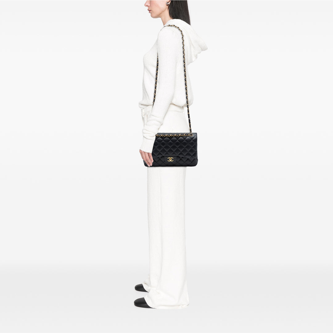 Chanel Classic Double rabat Jumbo Cuir d'agneau Noir – vue 6 – GABY PARIS