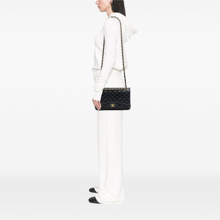Chanel Classic Double rabat Jumbo Cuir d'agneau Noir – vue 6 – GABY PARIS