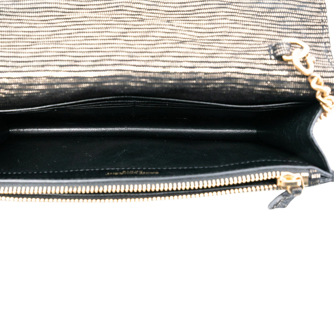 Saint Laurent Daim Monogram Kate Pompon Wallet on Chain