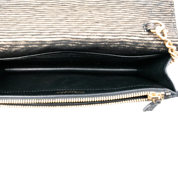 Saint Laurent Daim Monogram Kate Pompon Wallet on Chain