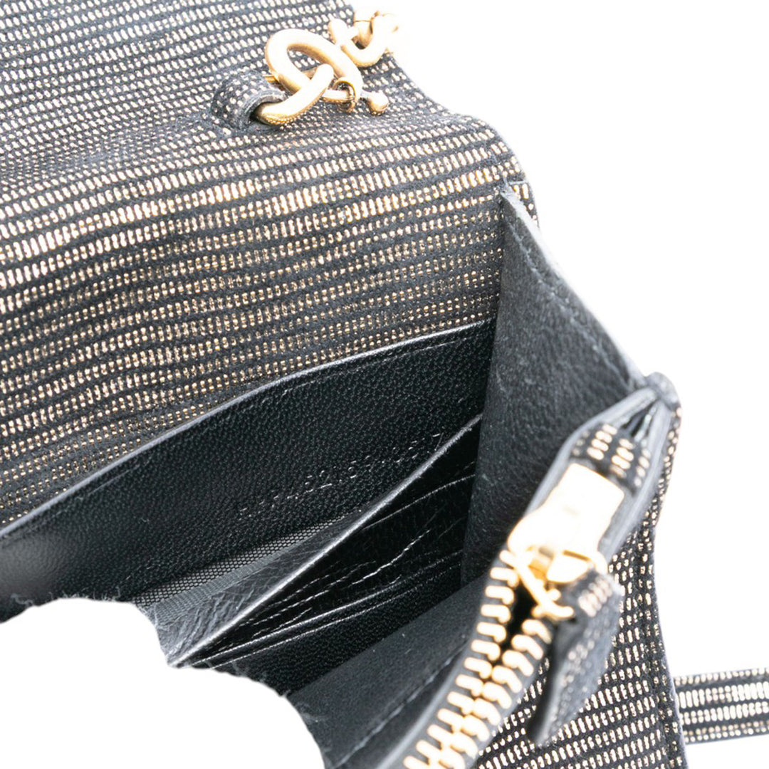 Saint Laurent Daim Monogram Kate Pompon Wallet on Chain