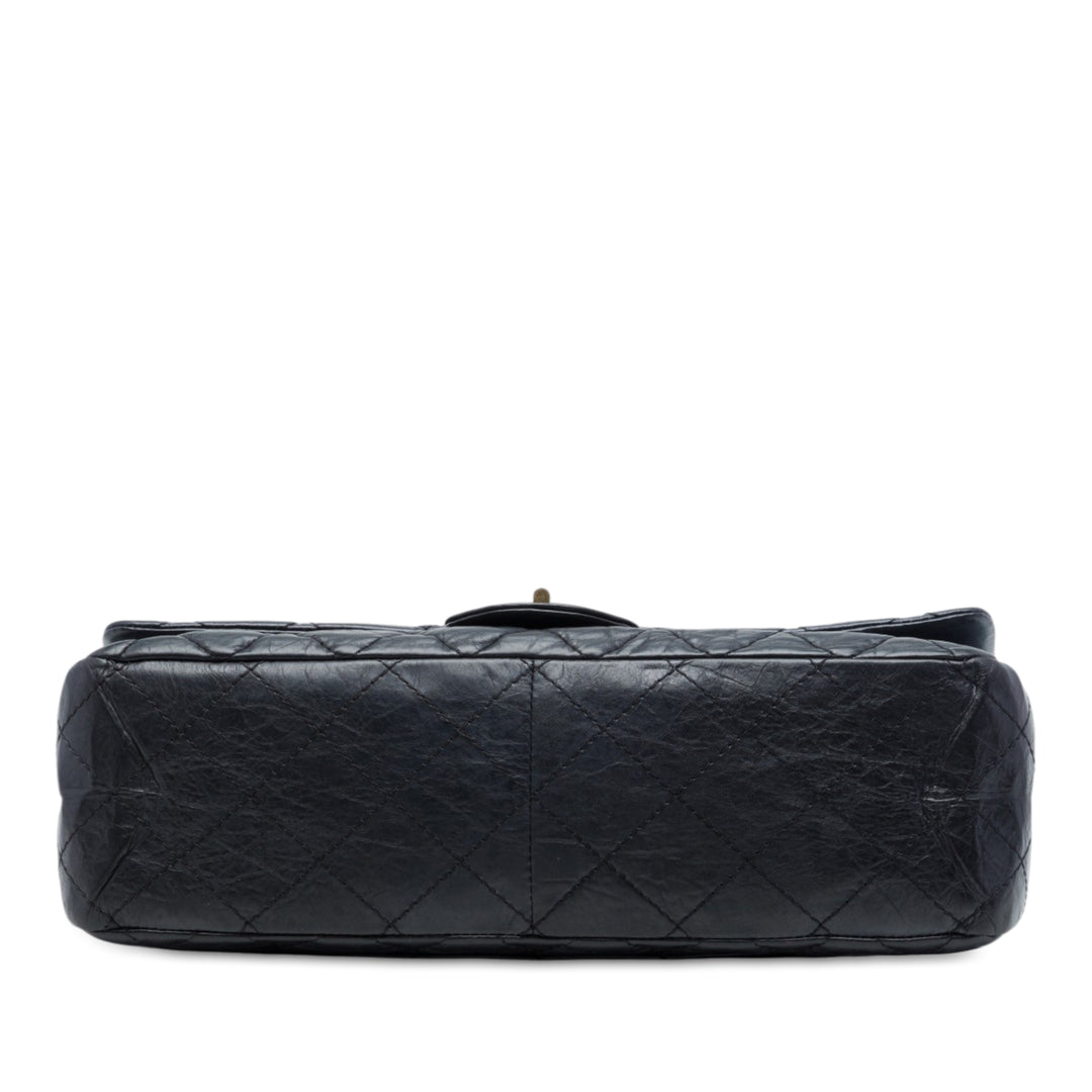 Matelassé vieilli Reissue 2.55 Double rabat 227 Cuir de veau Noir
