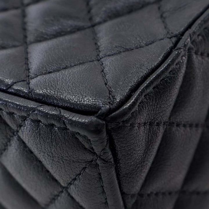 Mini Quilted Calfskin Drawstring Bucket Bag Black - Gaby Paris