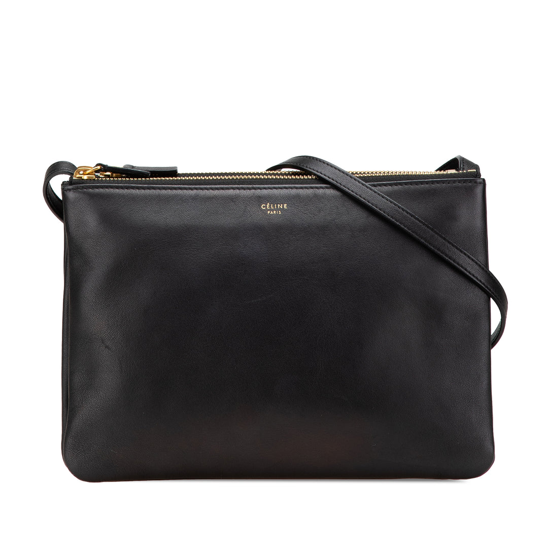 Large Lambskin Trio Crossbody Black - Gaby Paris