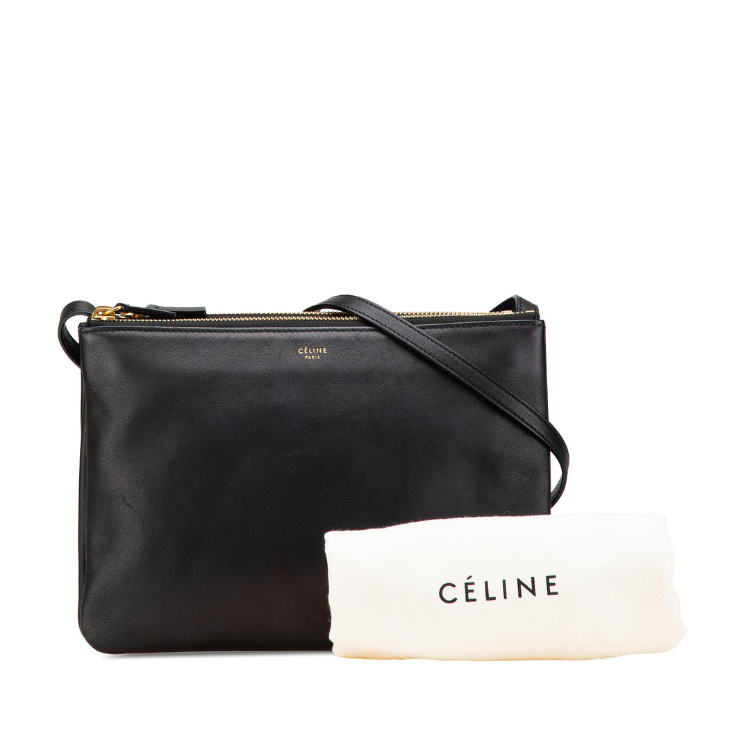 Large Lambskin Trio Crossbody Black - Gaby Paris