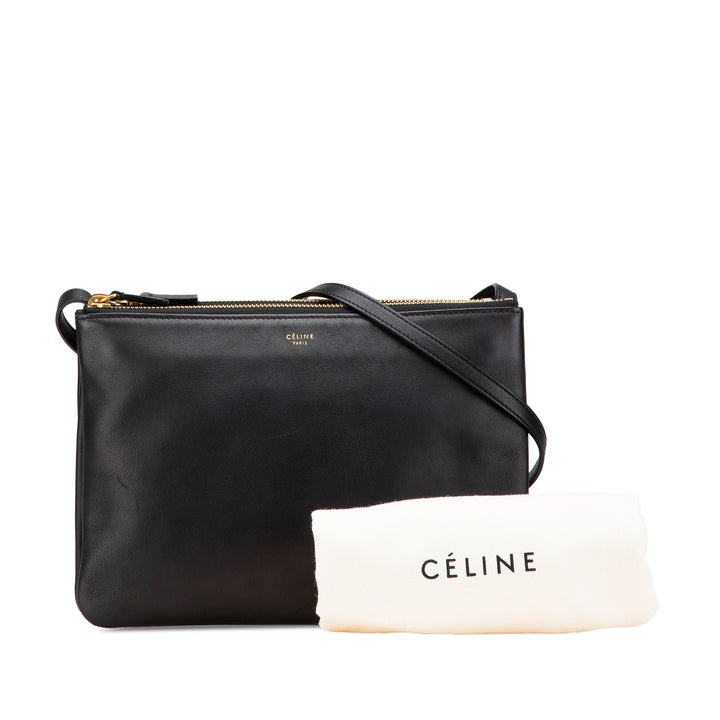 Large Lambskin Trio Crossbody Black - Gaby Paris