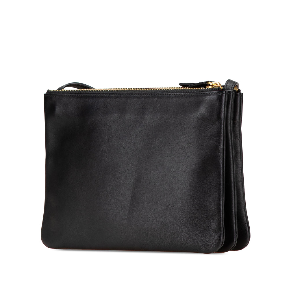 Large Lambskin Trio Crossbody Black - Gaby Paris