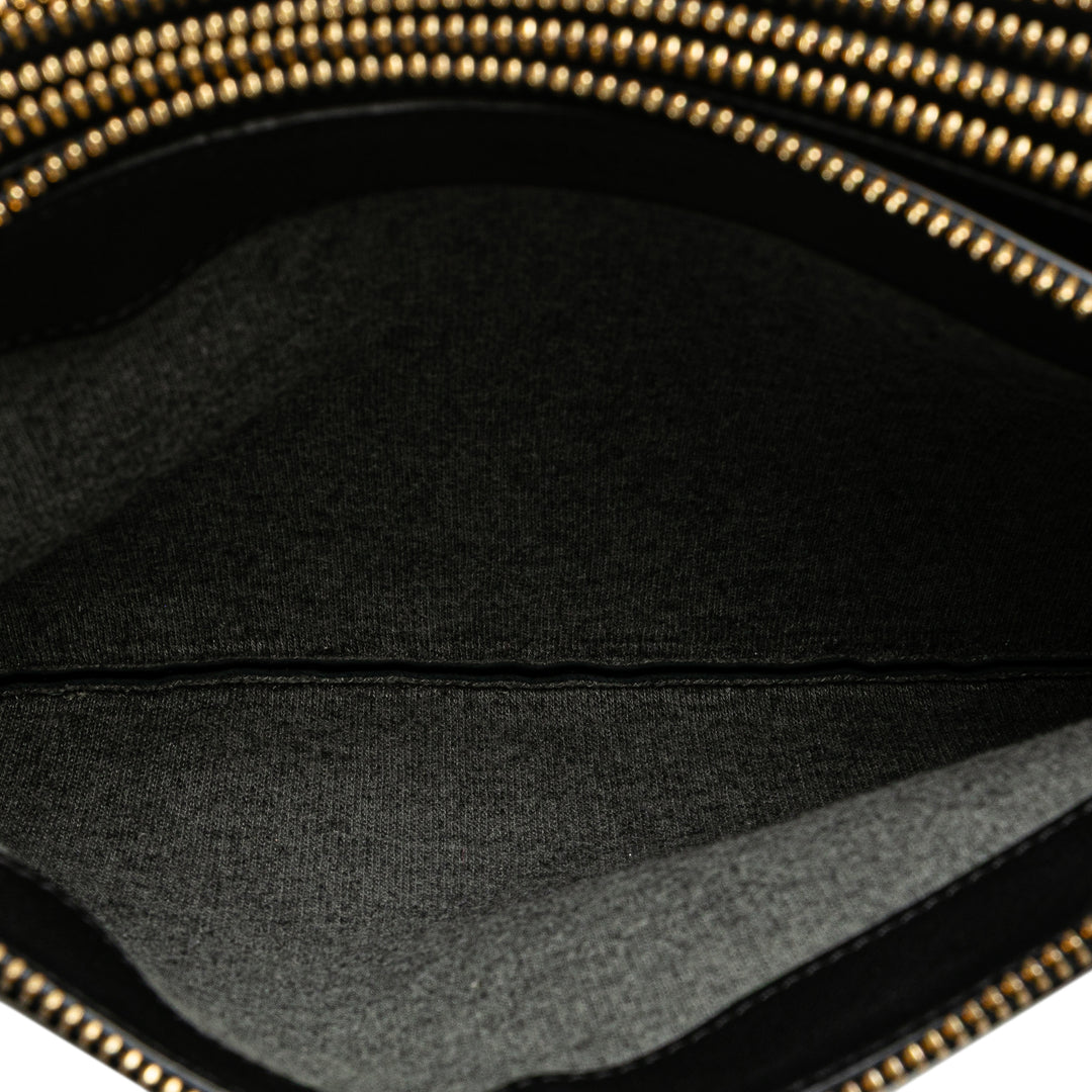 Large Lambskin Trio Crossbody Black - Gaby Paris
