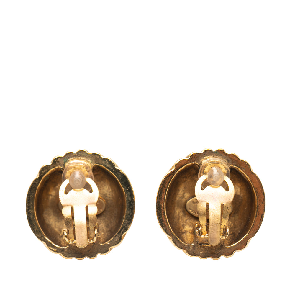 Chanel Doré Plated Rows of CC Round Clip On Boucle d’oreilles Doré – GABY PARIS Authentique