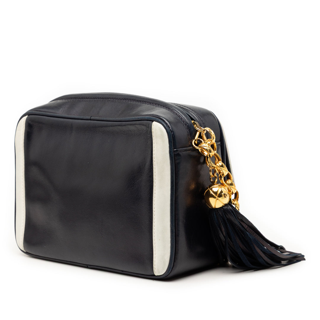 Chanel CC Cuir d’agneau Border Pompon Chain Sac caméra