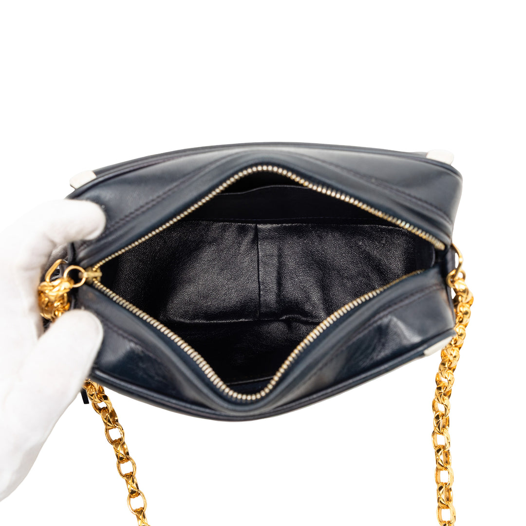 Chanel CC Cuir d’agneau Border Pompon Chain Sac caméra