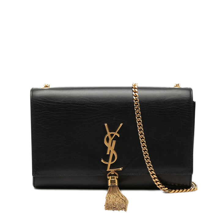 Saint Laurent Medium Smooth Cuir de veau Classic Monogram Kate Pompon Sac porté croisé