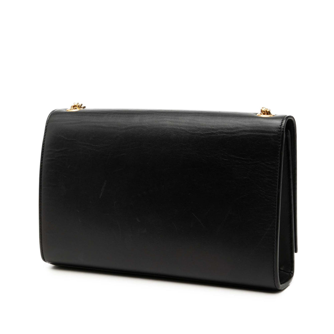 Saint Laurent Medium Smooth Cuir de veau Classic Monogram Kate Pompon Sac porté croisé