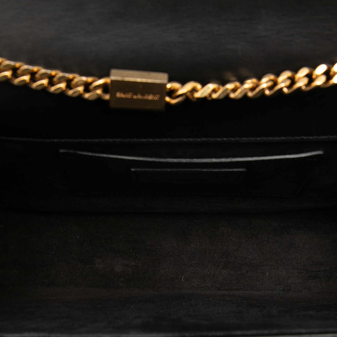 Saint Laurent Medium Smooth Cuir de veau Classic Monogram Kate Pompon Sac porté croisé