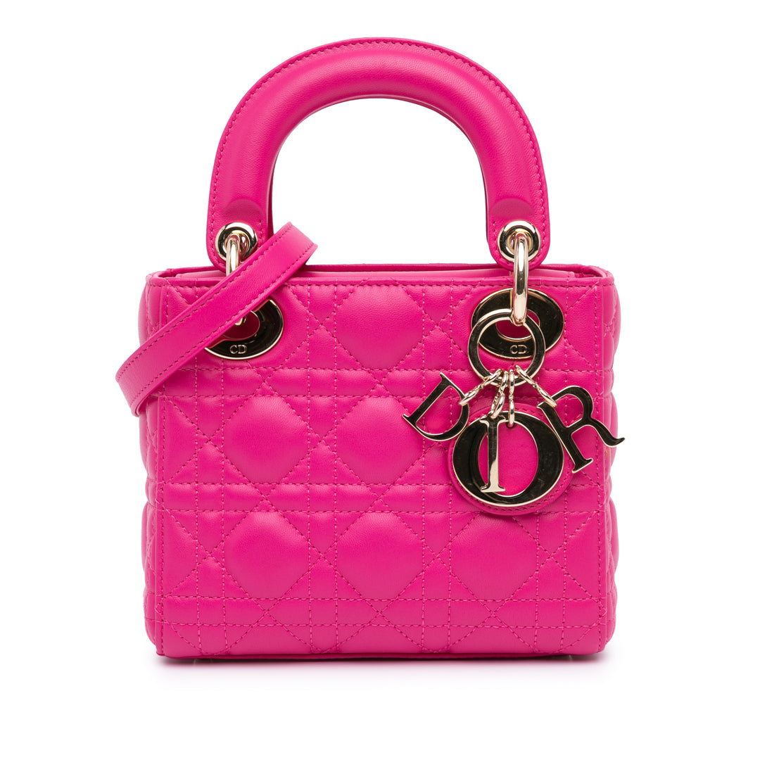 Mini Lambskin Cannage Lady Dior Pink - Gaby Paris