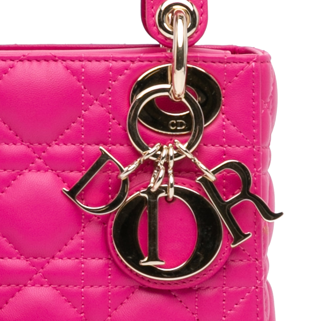 Mini Lambskin Cannage Lady Dior Pink - Gaby Paris